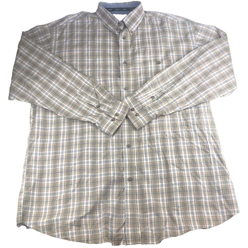 Wrangler Men's Shirt Twentyx 20X Long Sleeve Button Up 2XL‎ Plaid Beige MJ2333M